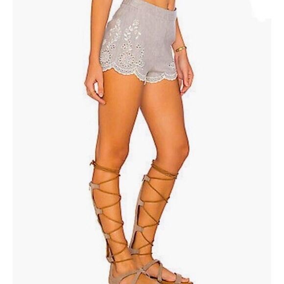 FREE PEOPLE Life's Too Short Eyelet Shorts Gray size 2 - Picture 3 of 11